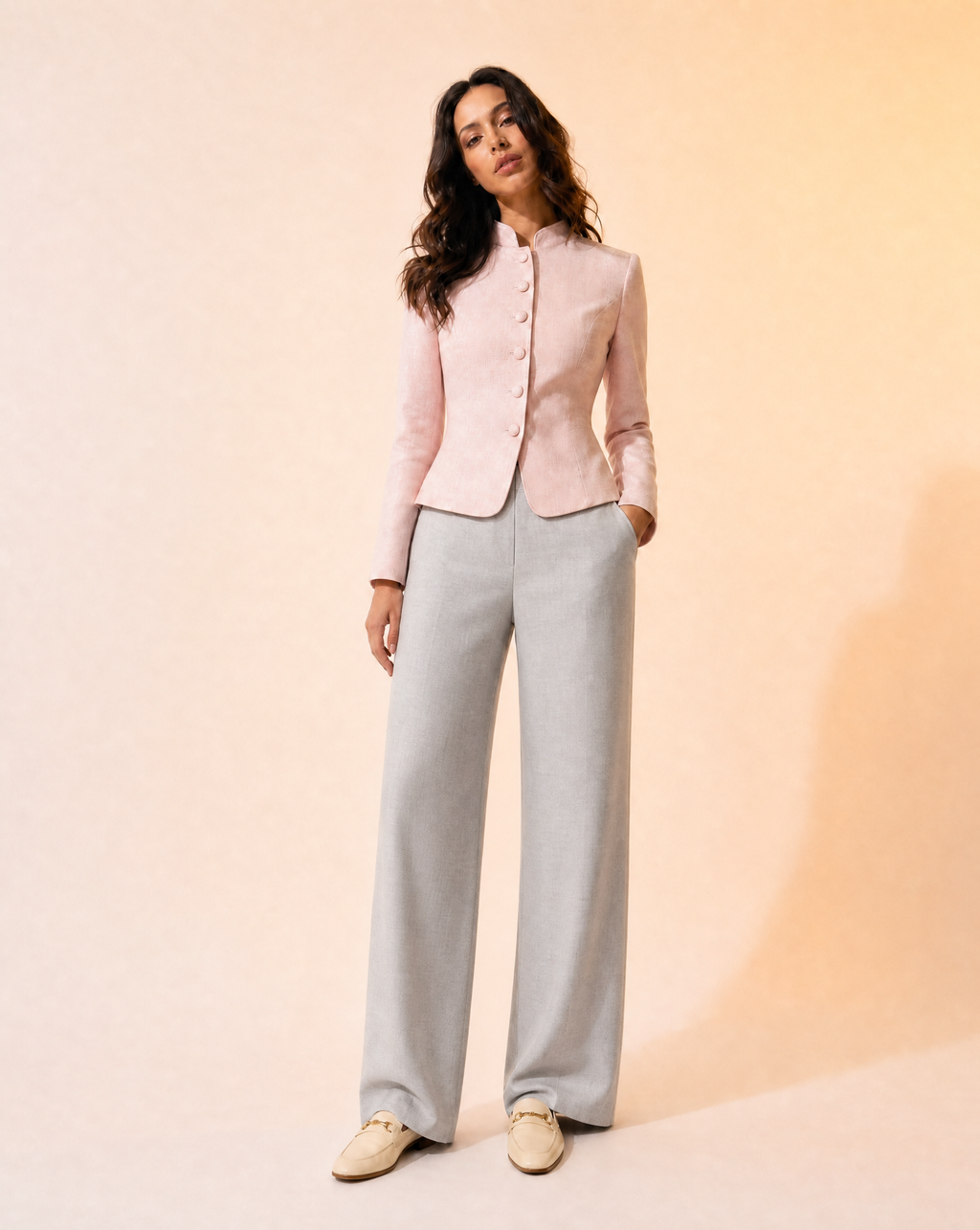 Structured Linen New Look Jacket in Blush Pink