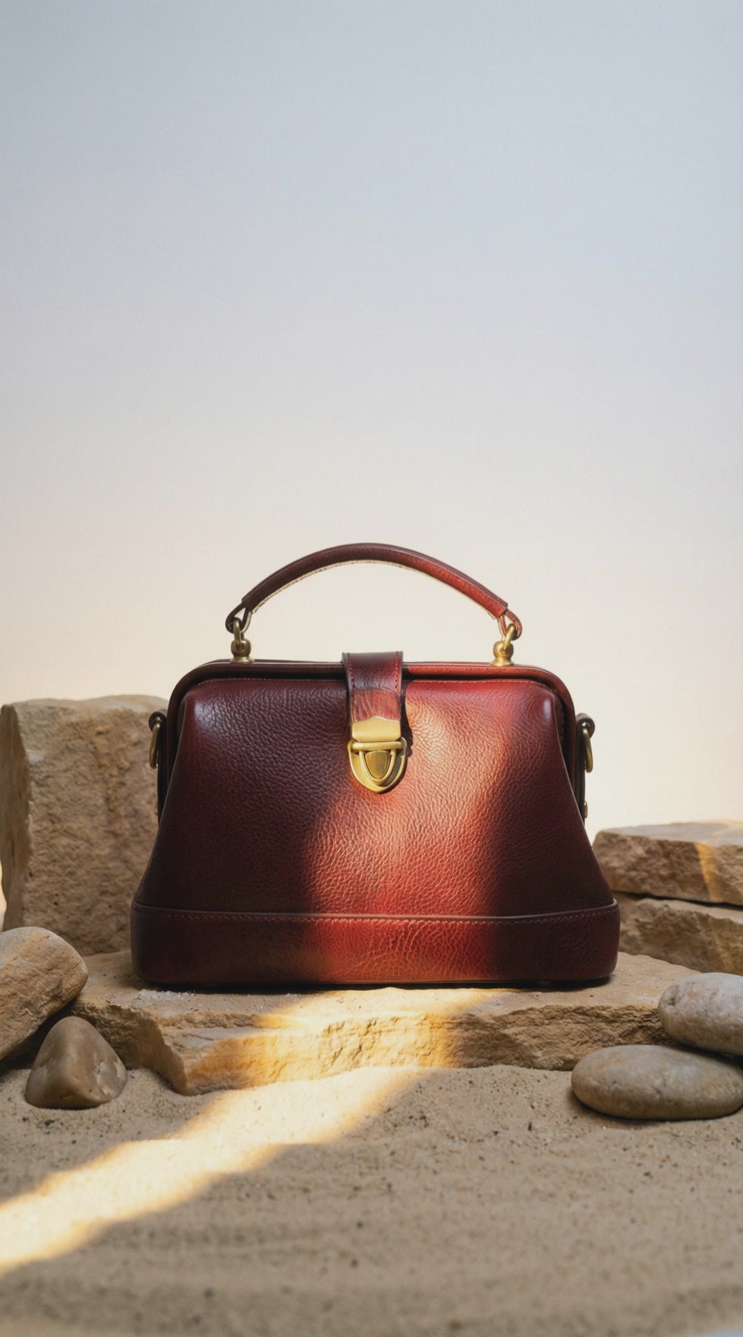 Vintage Doctors Bag - Dark Wine Red