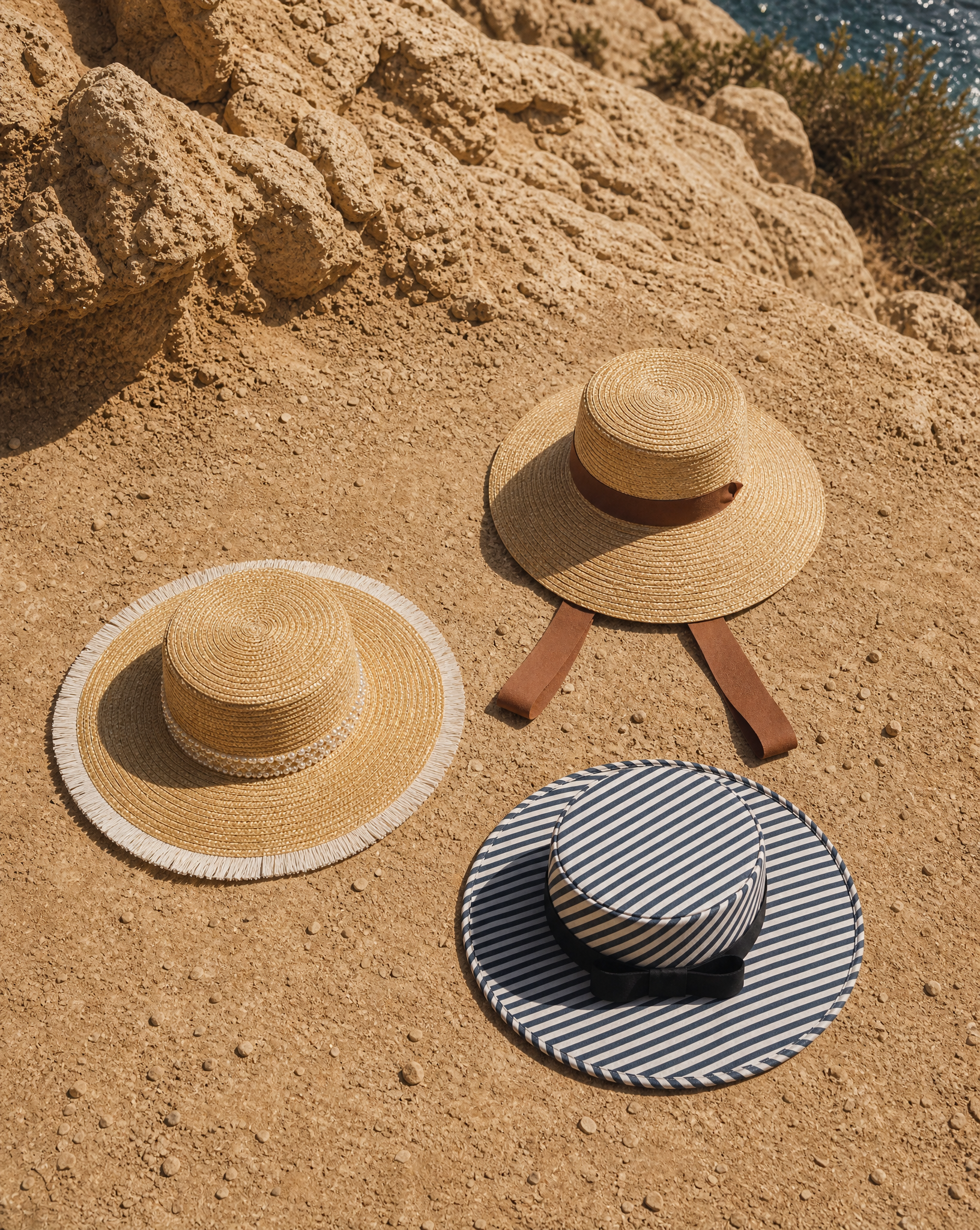 Raffia Straw Sun Hat with Chocolate Ribbon Ties