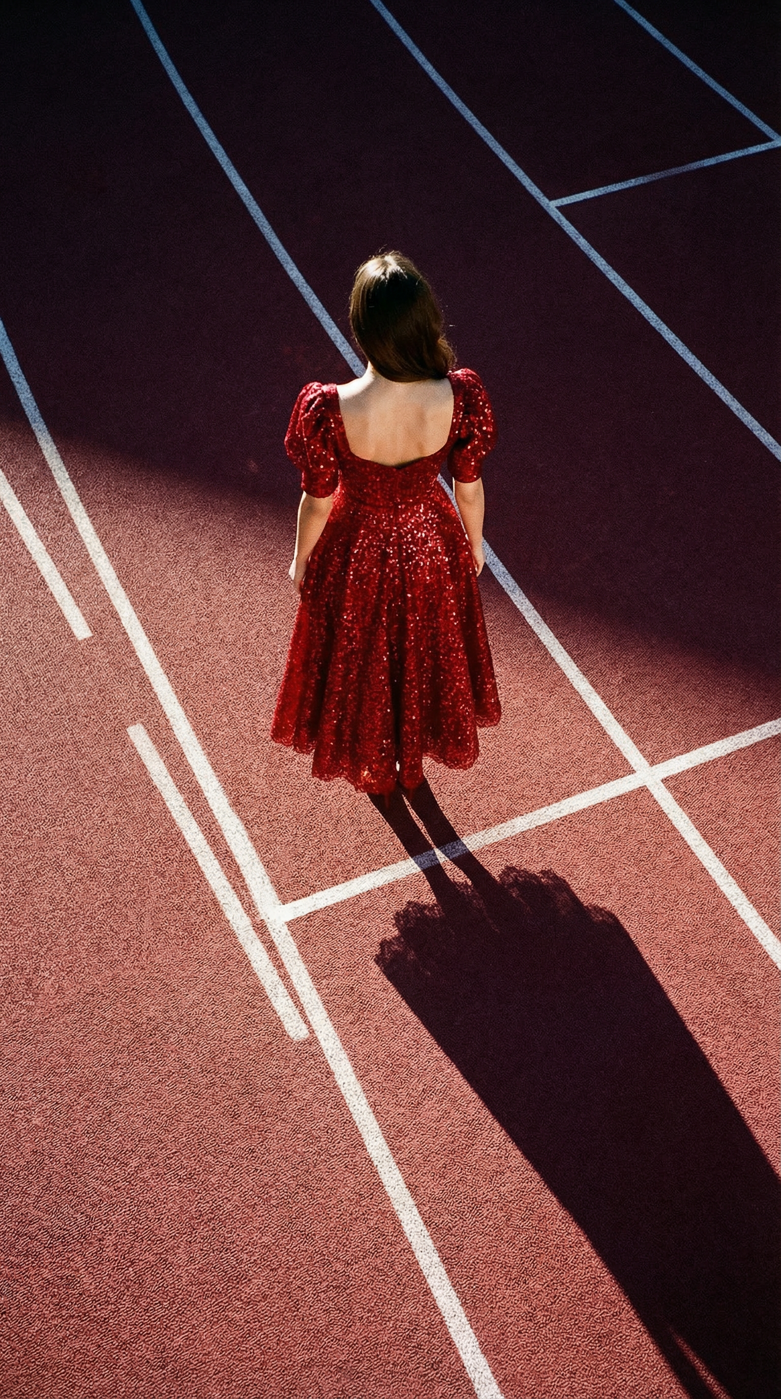Sequin Milkmaid Dress with Sweetheart Neckline & Puffed Sleeves - Red