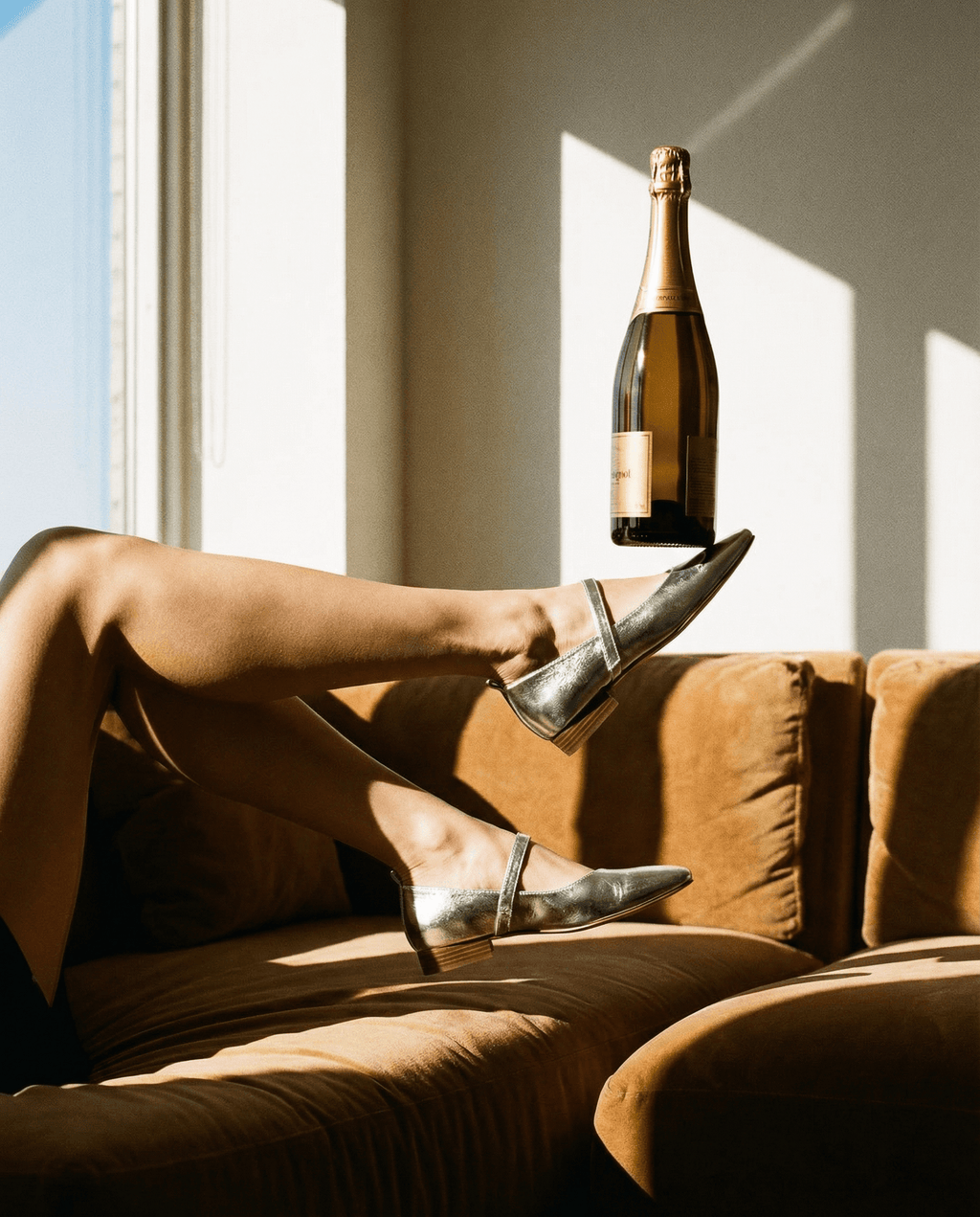 Metallic Leather Mary Janes Flats