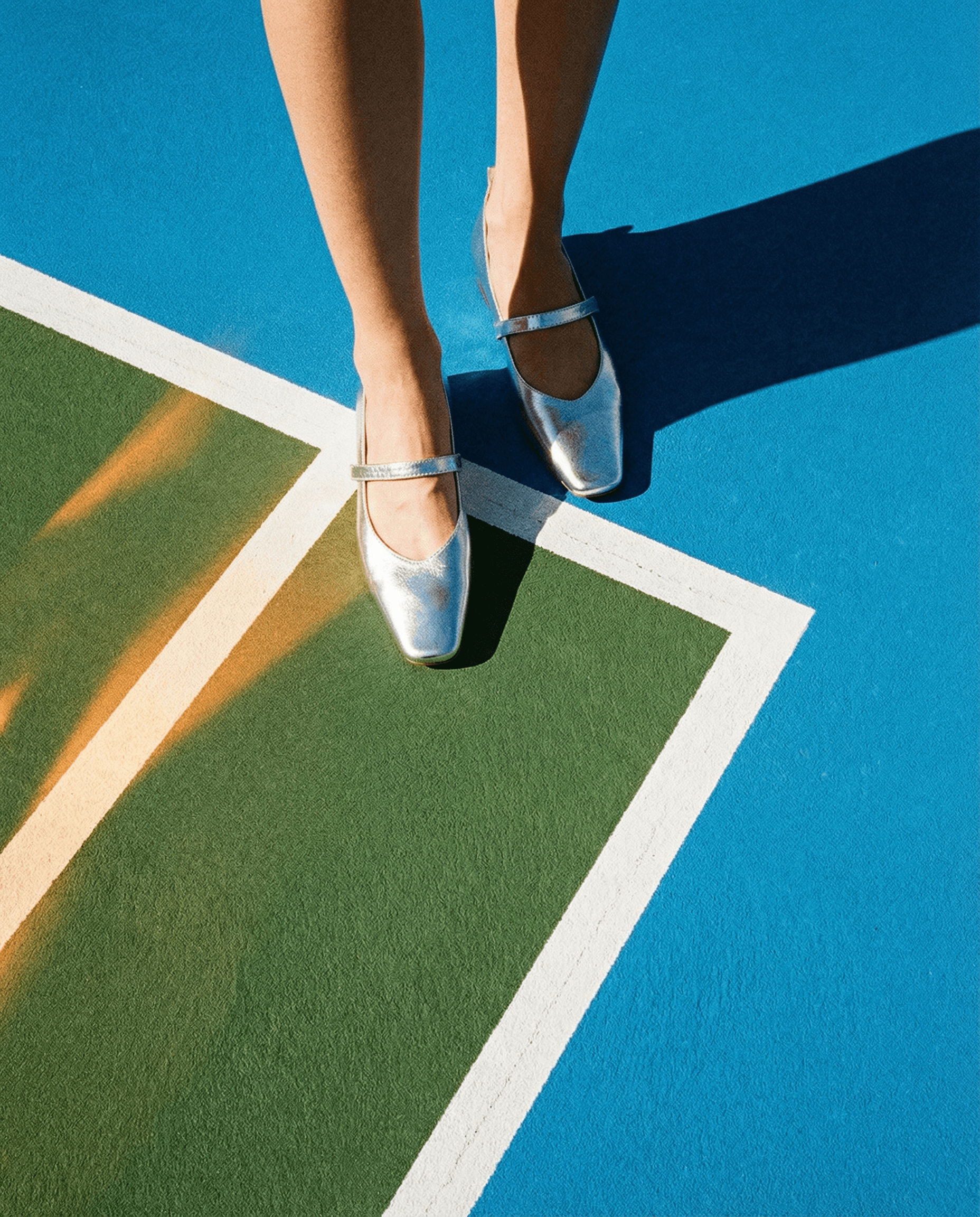 Metallic Leather Mary Janes Flats