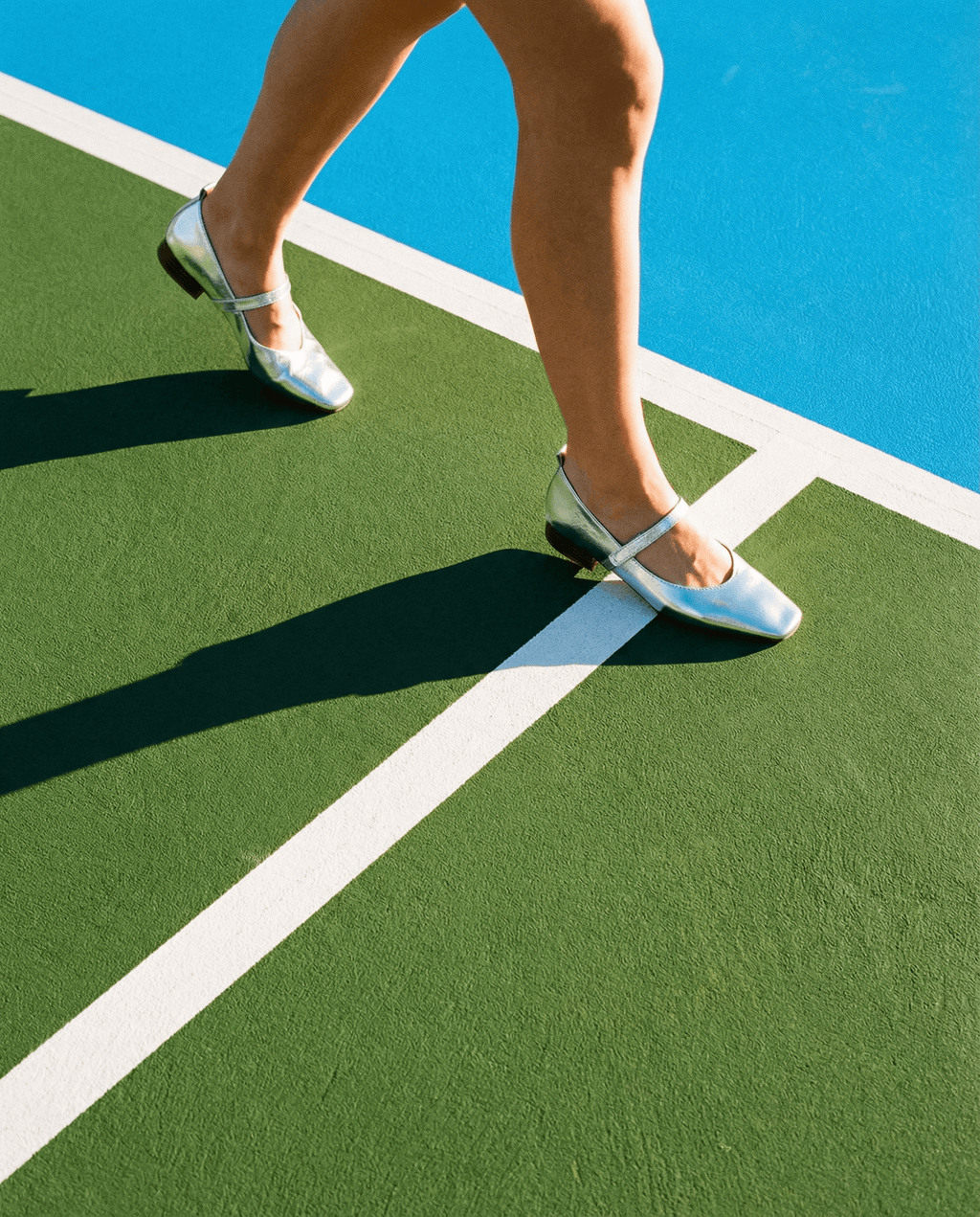 Metallic Leather Mary Janes Flats