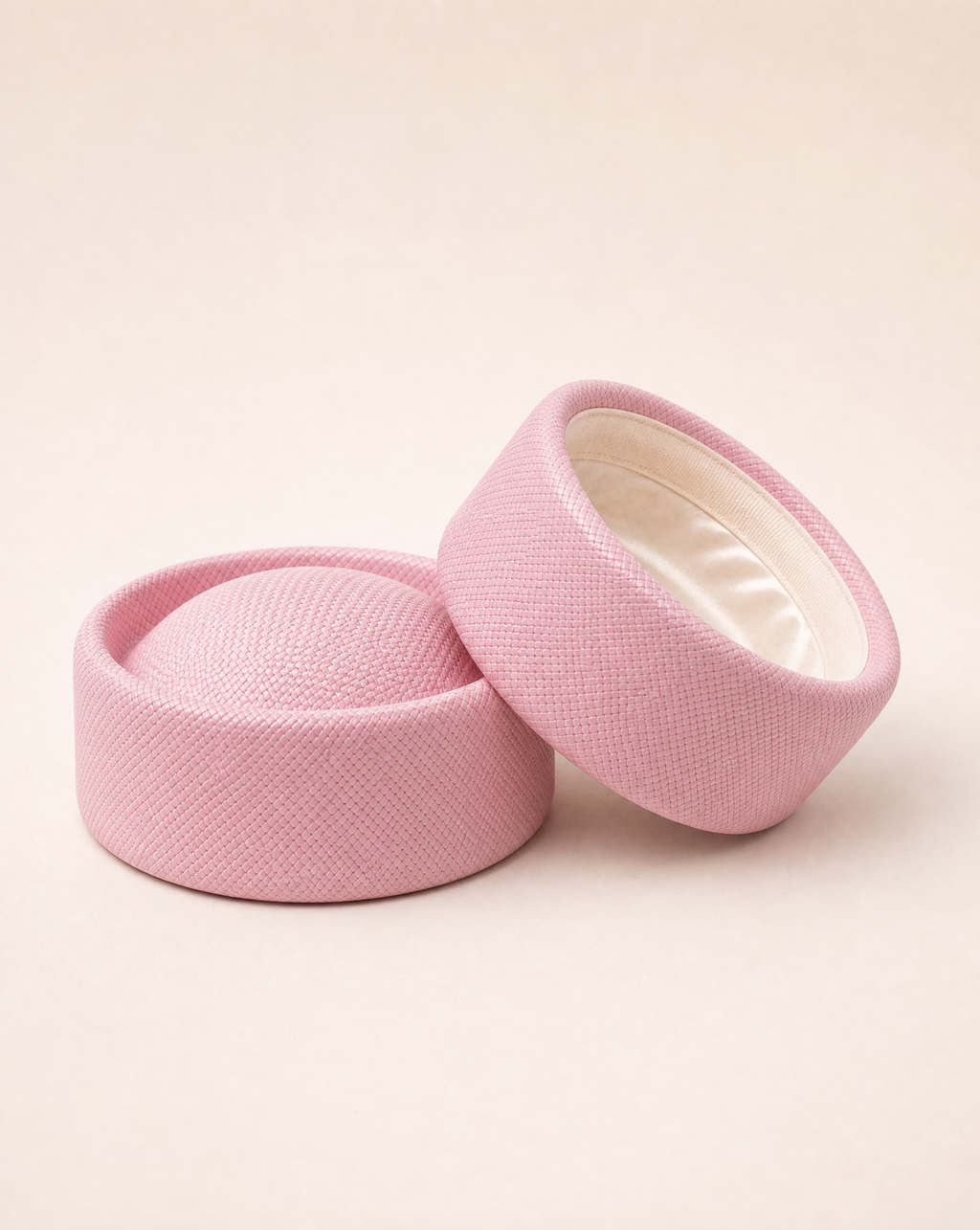 Straw Pillbox Hat in Pink Cherry Blossom