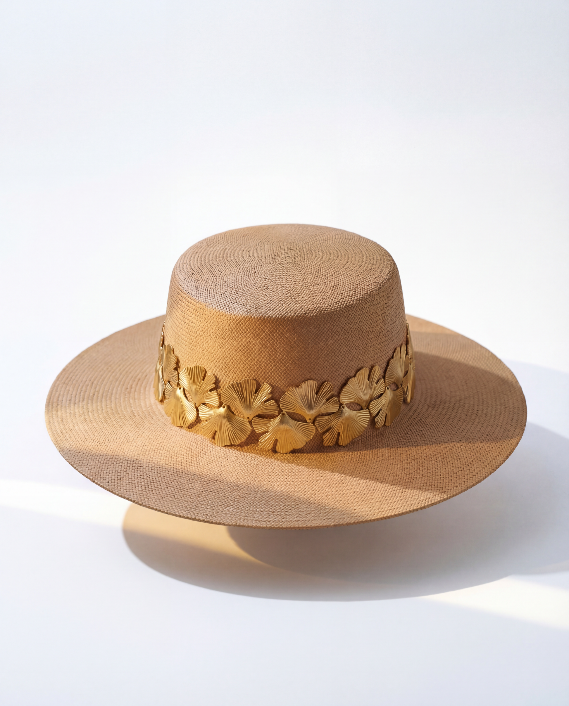 Straw Canotier with Gingko Charms