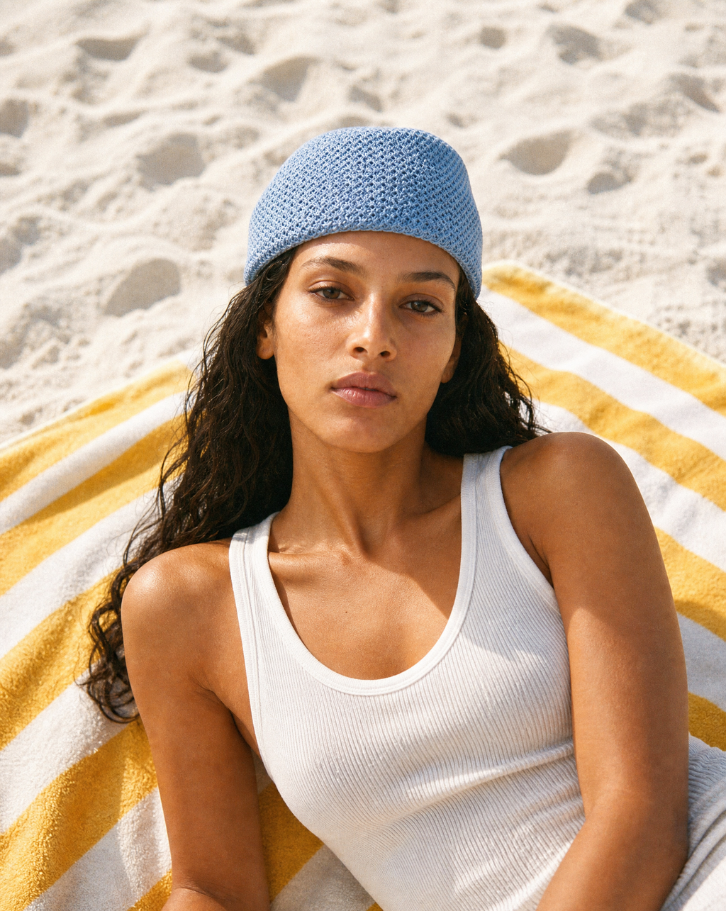 The Kensington Crochet Pillbox in Powder Blue