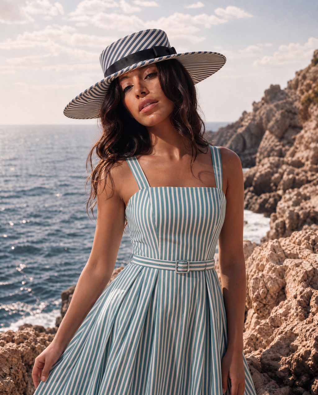 The Riviera Stripe Linen Canvas Maxi Dress