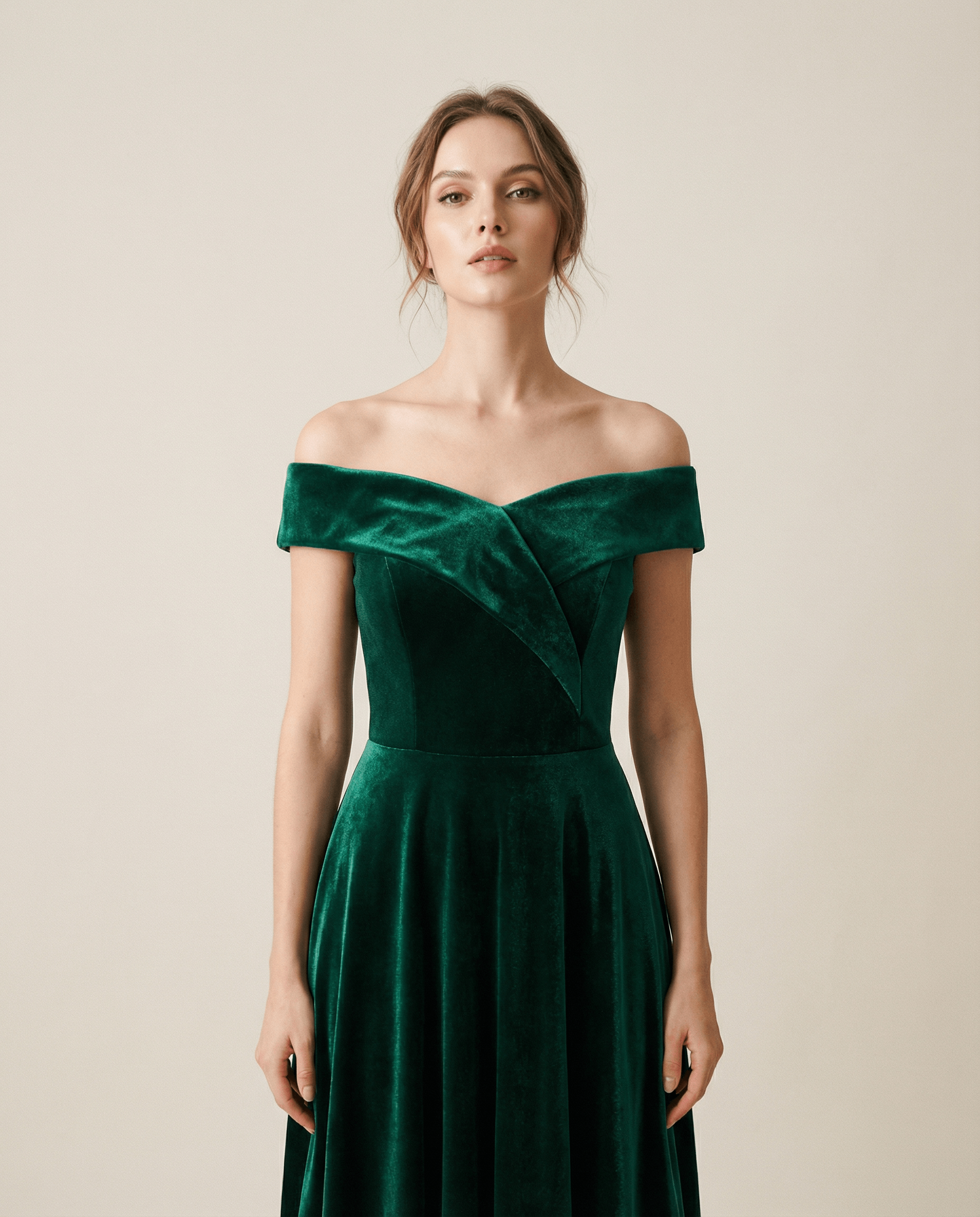 Stretch Velvet Bardot Skater Dress