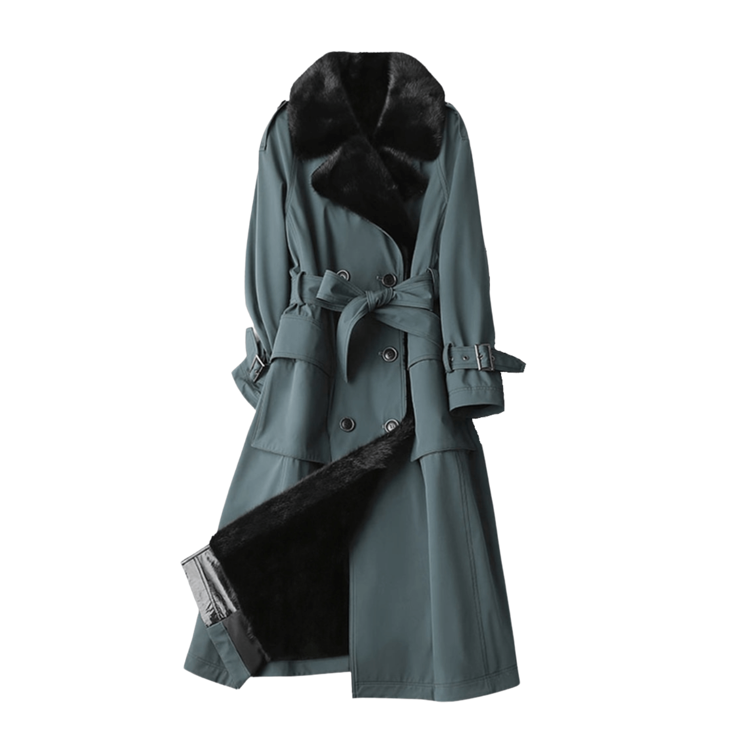 Fur trim 2025 trench coat