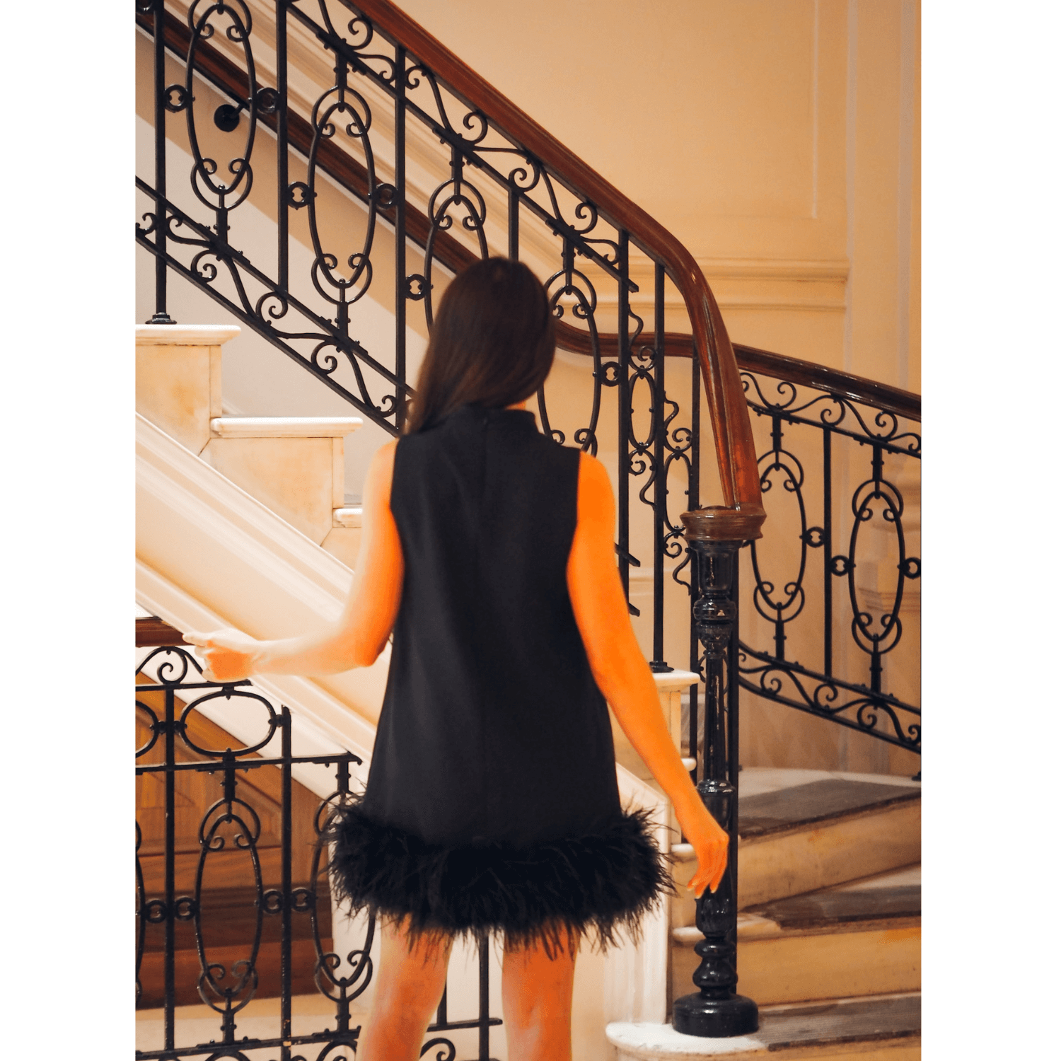 Faux Marabou Feather Trim Mini Black Zalinah White