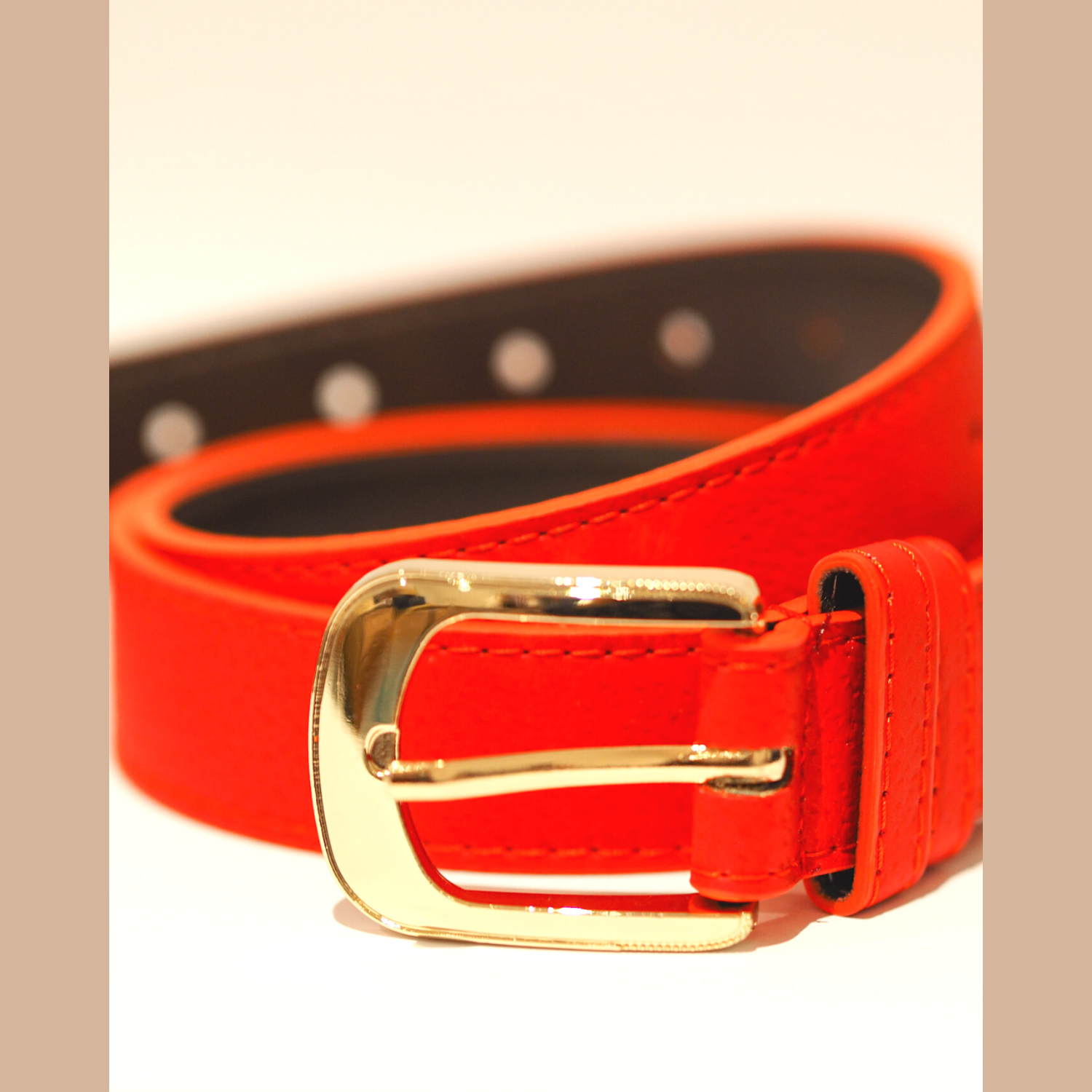 Red belt with gold buckle - faux leatherette - zalinah white london 