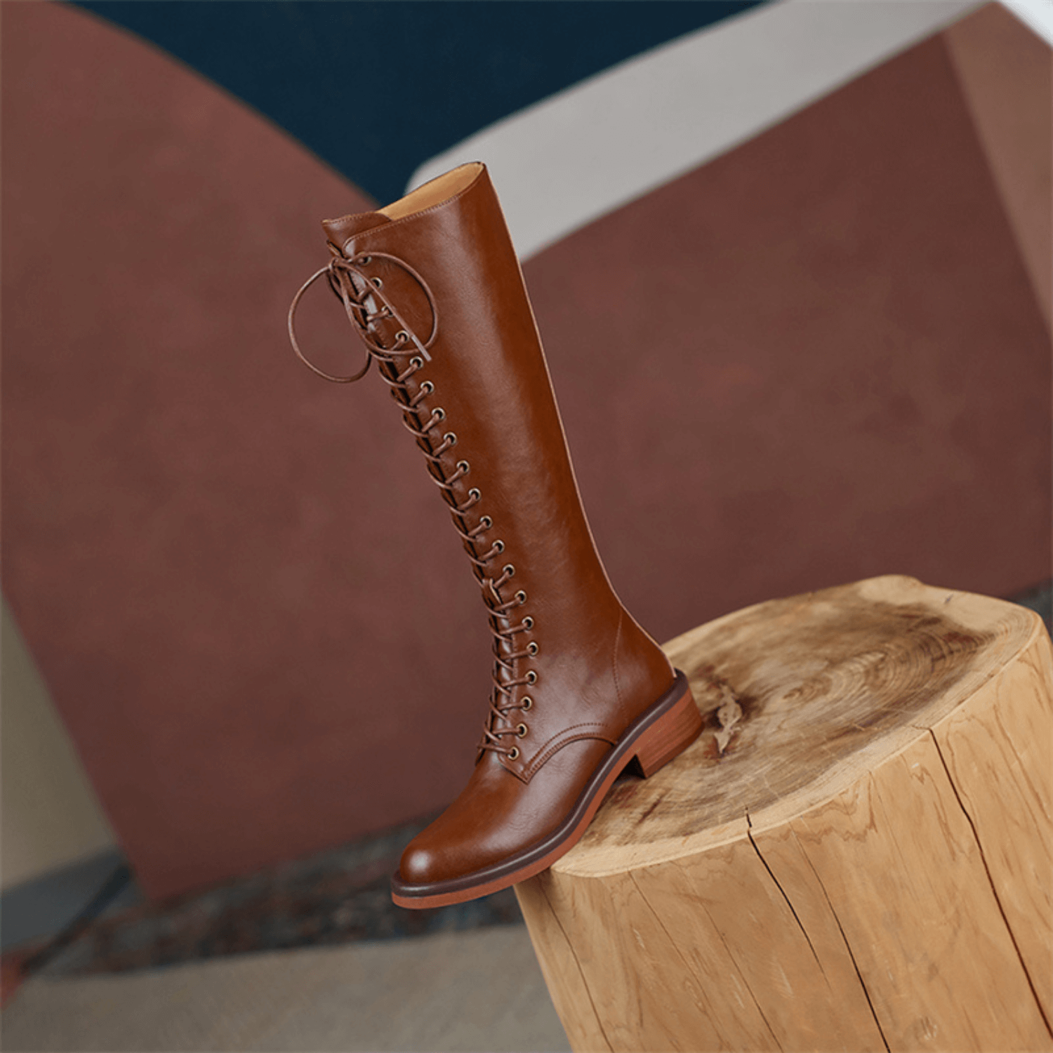 Flat brown riding boots best sale