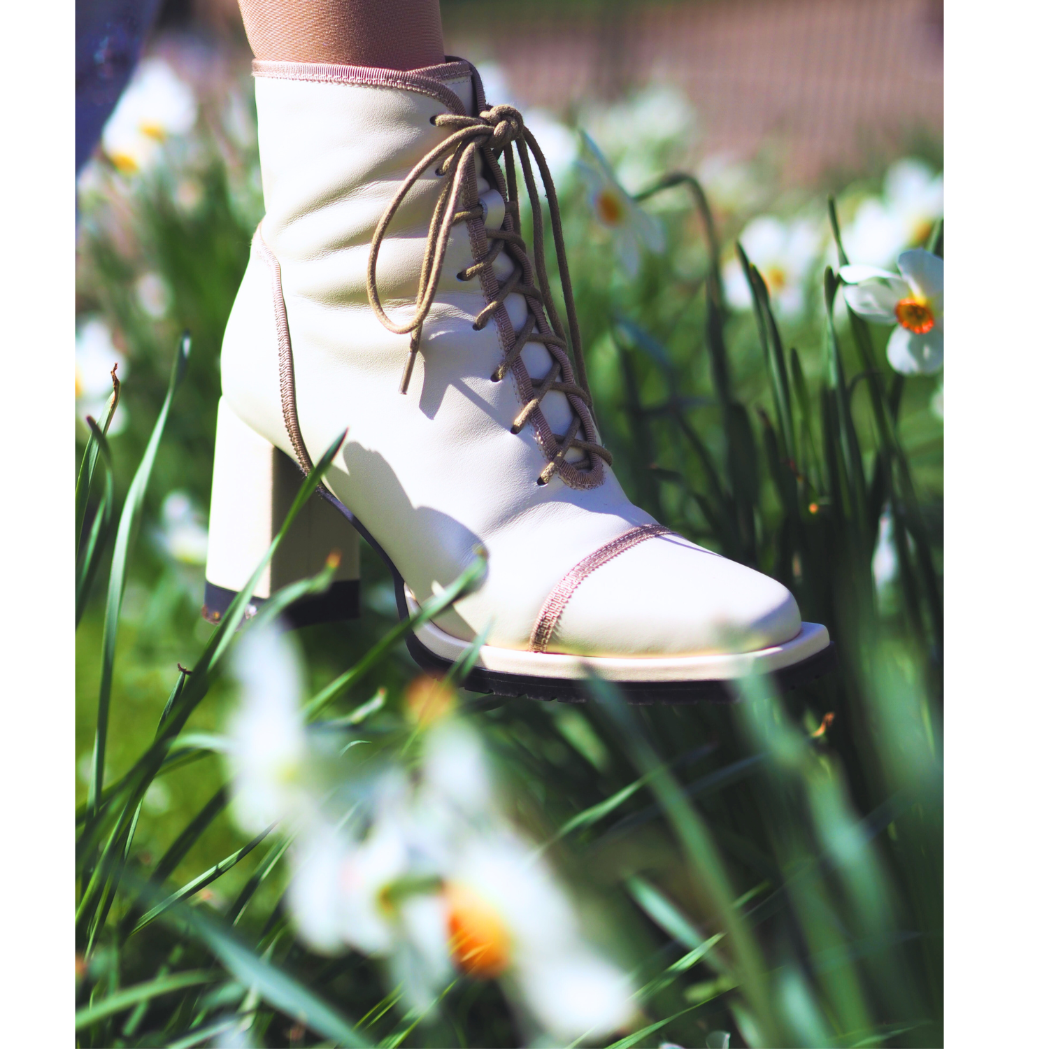 Ladies cream shop leather ankle boots
