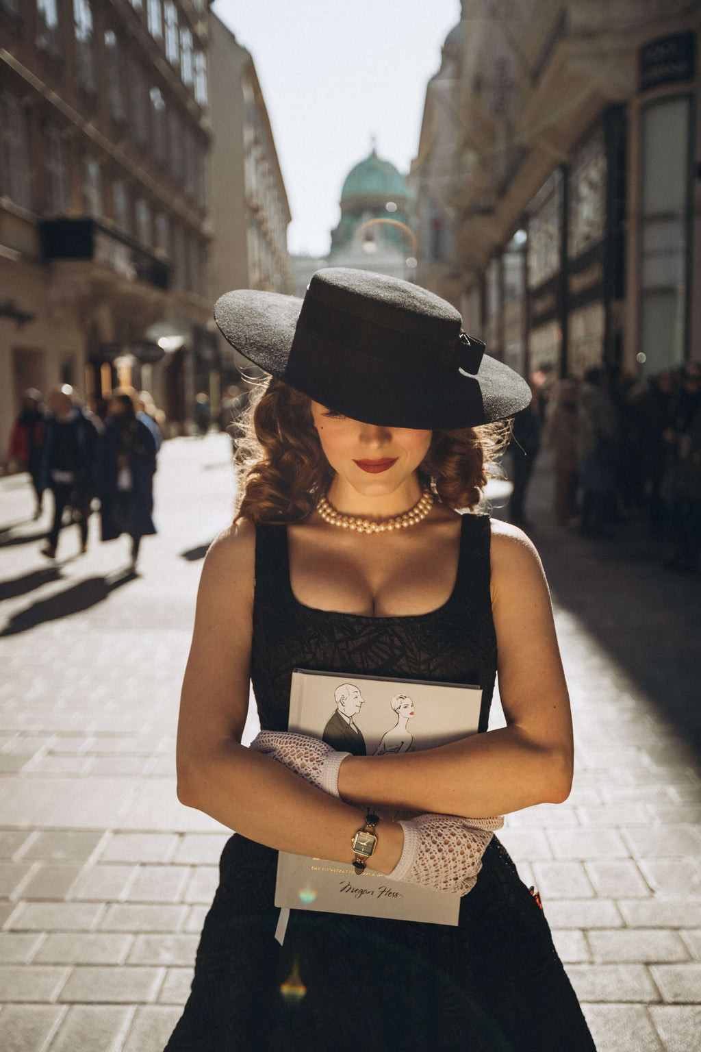 black strapless dress with wide skirt 